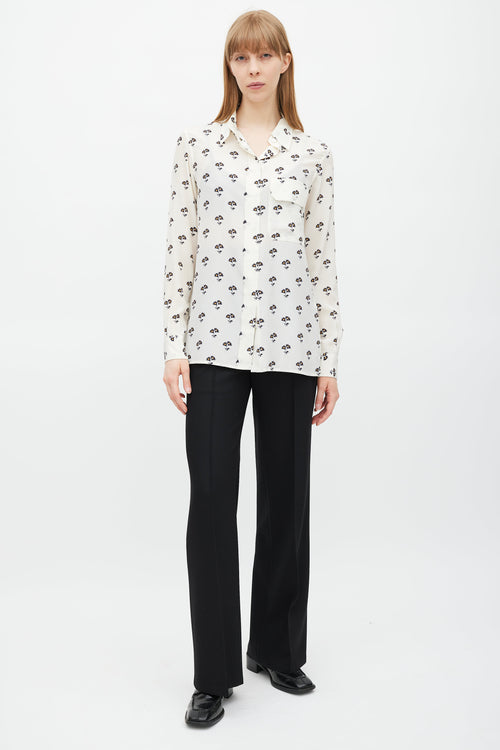Victoria Beckham White & Multicolour Floral Silk Shirt
