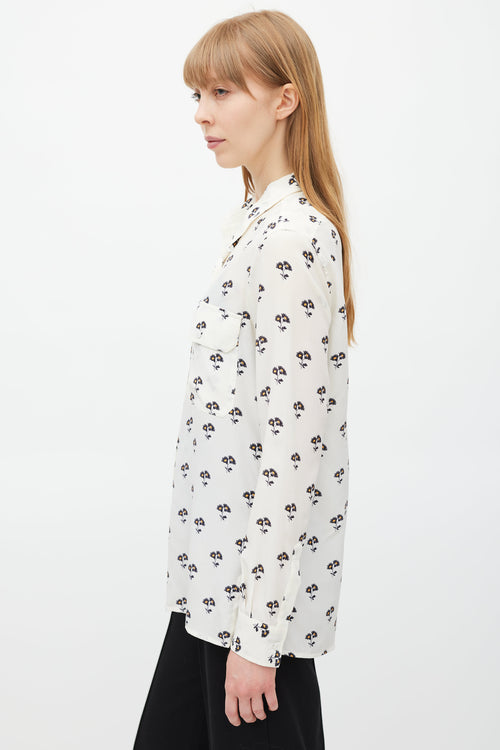 Victoria Beckham White & Multicolour Floral Silk Shirt