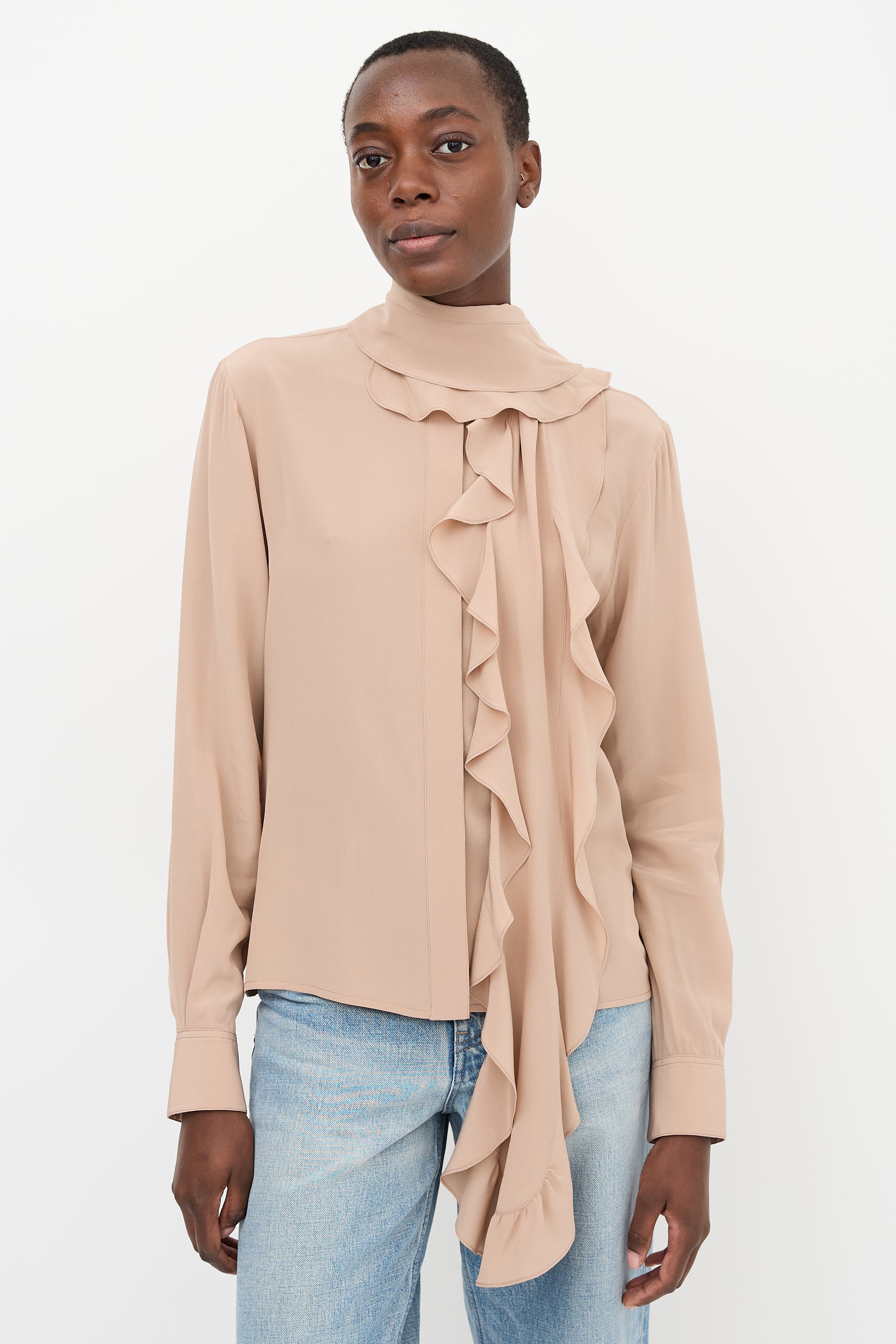 Victoria Beckham Silk Frill Panel Blouse