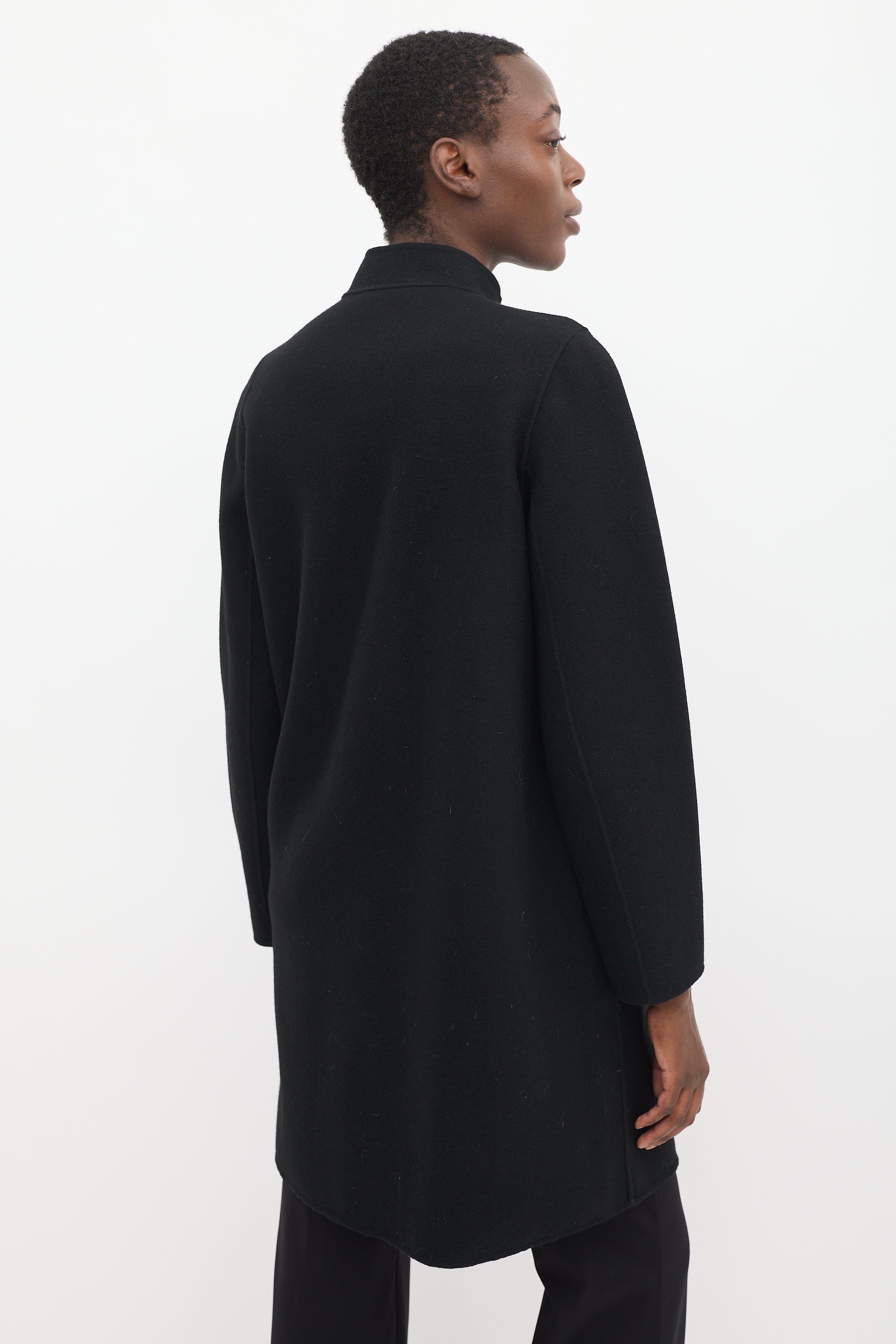 Vince Black Wool Textured Coat