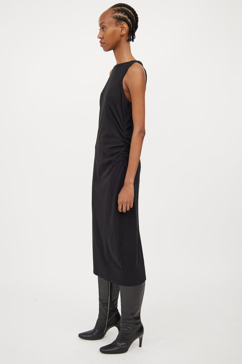 Vince Black Cotton Ruched Dress