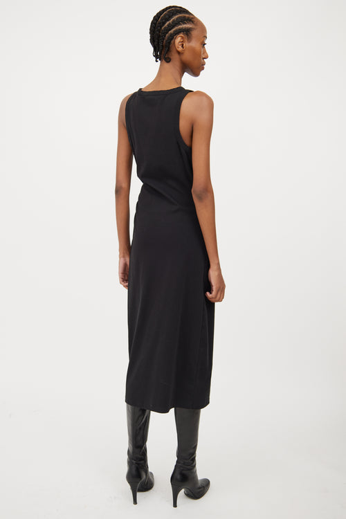 Vince Black Cotton Ruched Dress