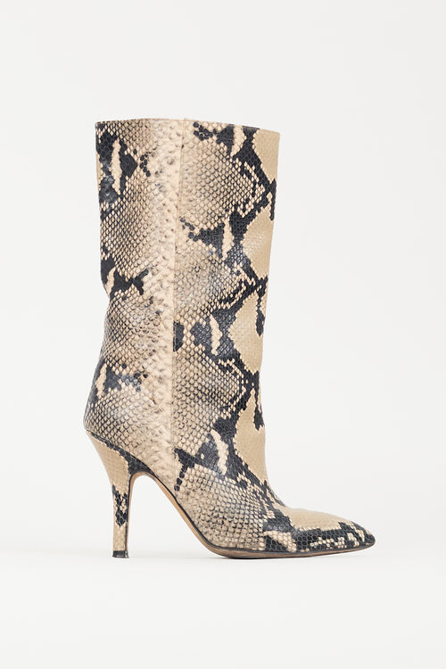 Paris Texas Brown & Black Embossed Leather Boot