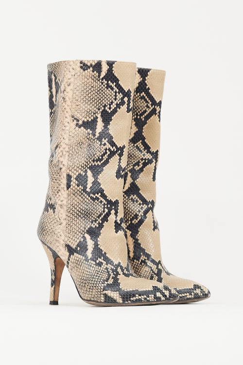 Paris Texas Brown & Black Embossed Leather Boot
