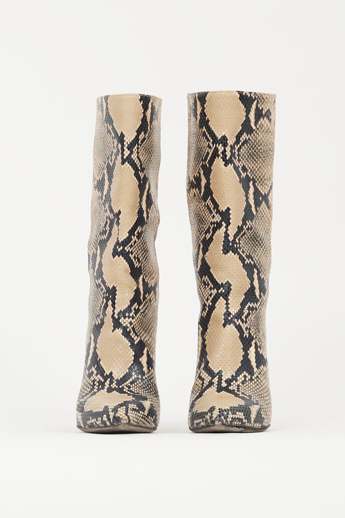 Paris Texas Brown & Black Embossed Leather Boot