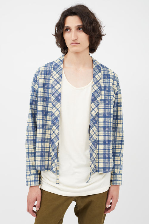 Visvim Cream & Blue Plaid Cardigan