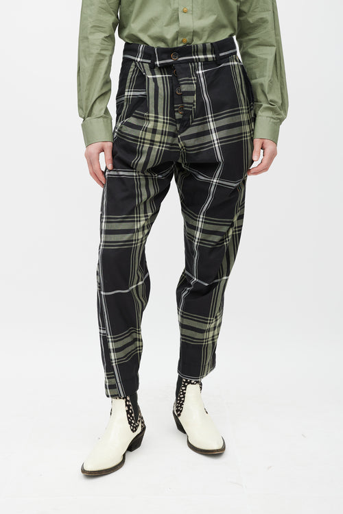 Vivenne Westwood Black & Green Plaid Pant