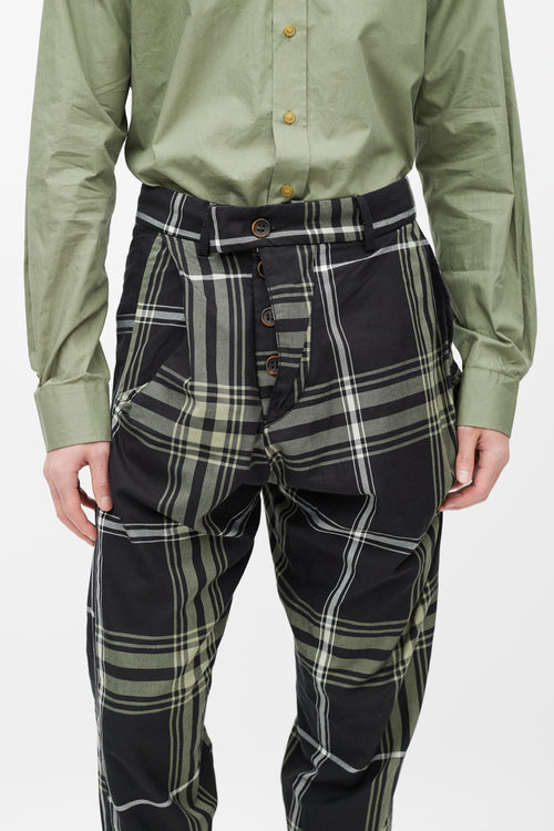 Vivenne Westwood Black & Green Plaid Pant