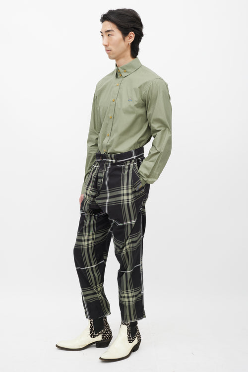 Vivenne Westwood Black & Green Plaid Pant