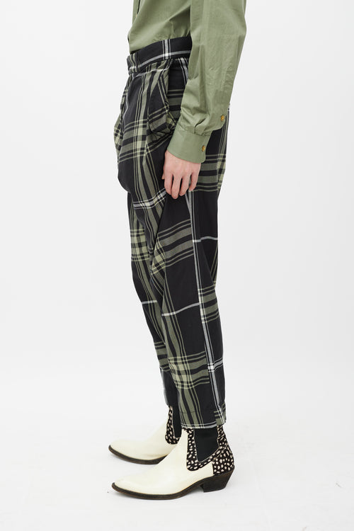 Vivenne Westwood Black & Green Plaid Pant
