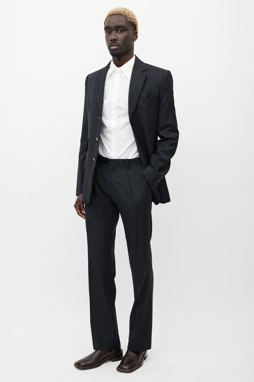 Vivienne Westwood Grey & Blue Wool Two Piece Suit