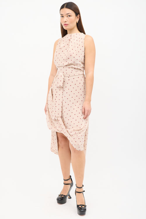 Vivienne Westwood Pink & Red Silk Asymmetrical Belted Dress