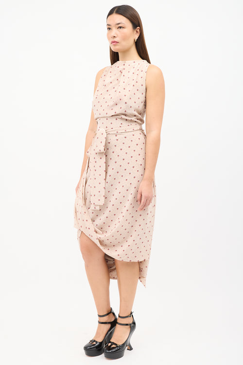Vivienne Westwood Pink & Red Silk Asymmetrical Belted Dress