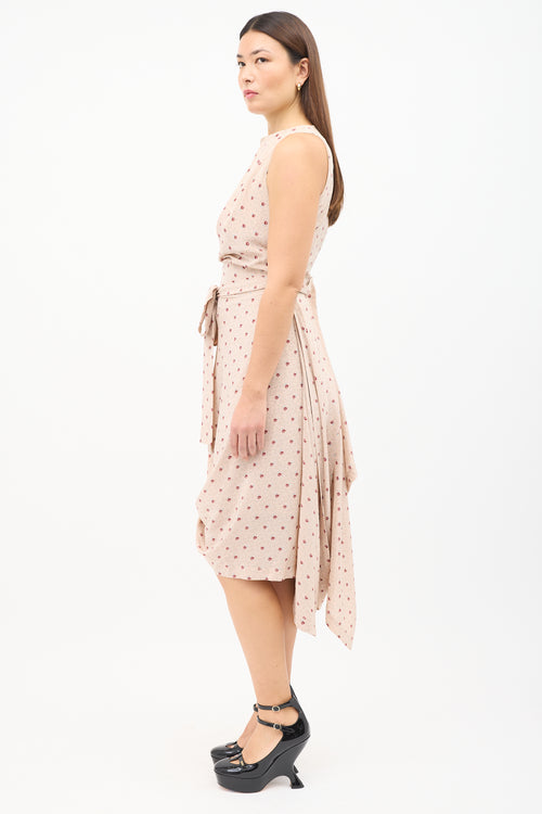 Vivienne Westwood Pink & Red Silk Asymmetrical Belted Dress