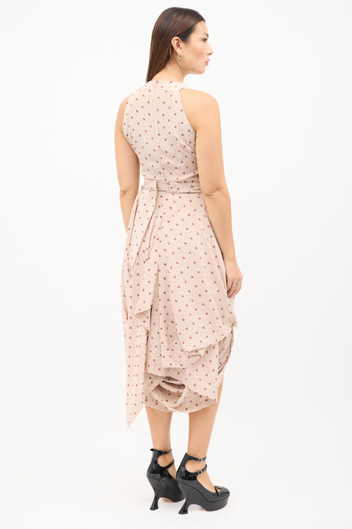 Vivienne Westwood Pink & Red Silk Asymmetrical Belted Dress