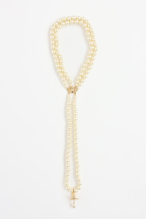Vivienne Westwood Three Row Pearl Drop Choker Necklace