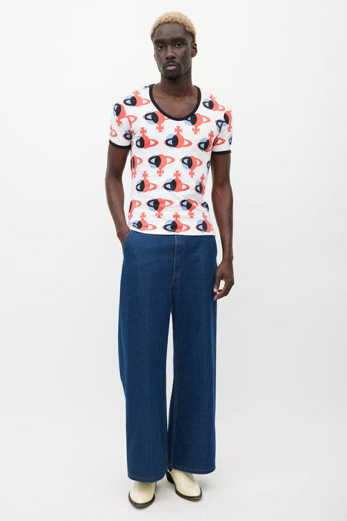 Vivienne Westwood White & Mulitcolour Orb Logo T-Shirt