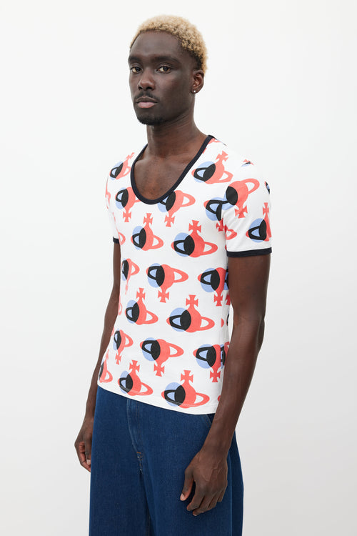 Vivienne Westwood White & Mulitcolour Orb Logo T-Shirt