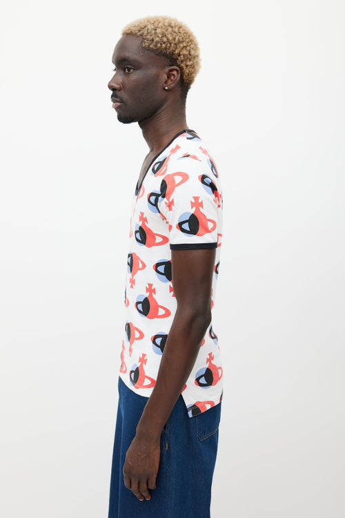 Vivienne Westwood White & Mulitcolour Orb Logo T-Shirt