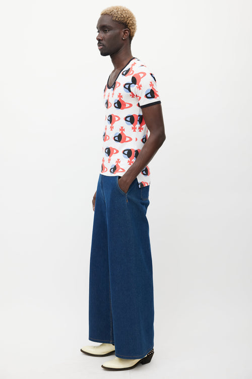 Vivienne Westwood White & Mulitcolour Orb Logo T-Shirt