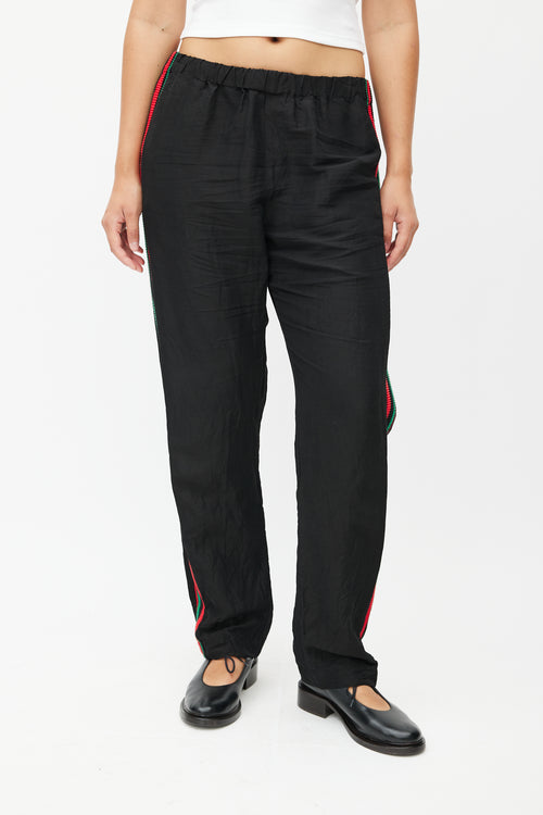 Wales Bonner Black & Multicolour Knit Linen Trouser