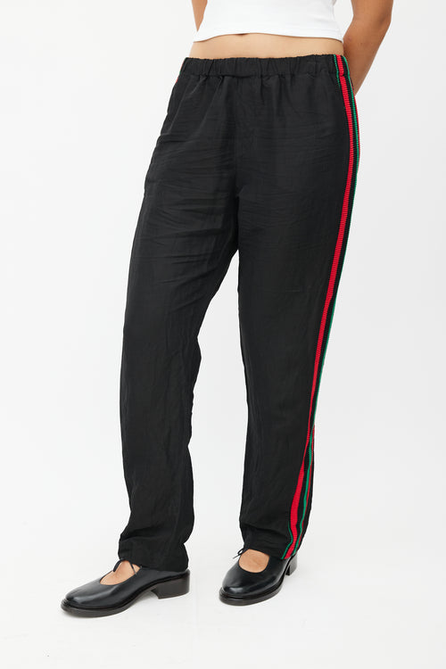 Wales Bonner Black & Multicolour Knit Linen Trouser