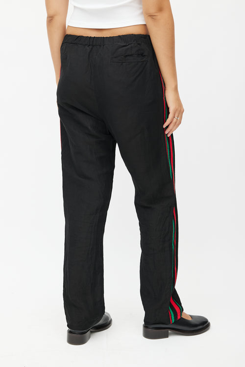 Wales Bonner Black & Multicolour Knit Linen Trouser