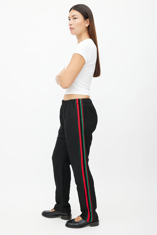 Wales Bonner Black & Multicolour Knit Linen Trouser