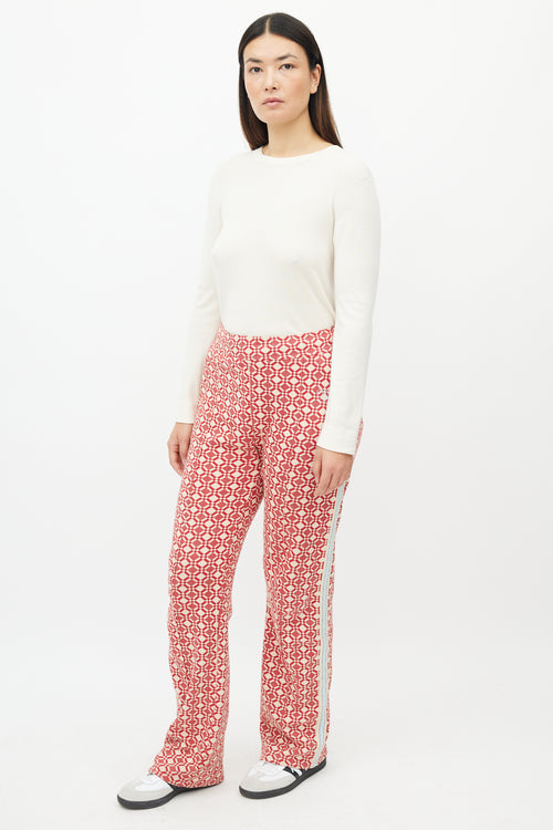 Wales Bonner Red & Cream Pattern Track Pant