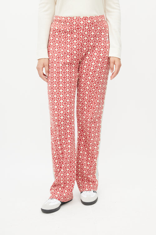 Wales Bonner Red & Cream Pattern Track Pant