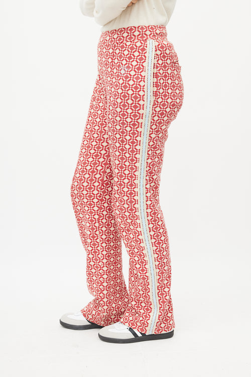 Wales Bonner Red & Cream Pattern Track Pant