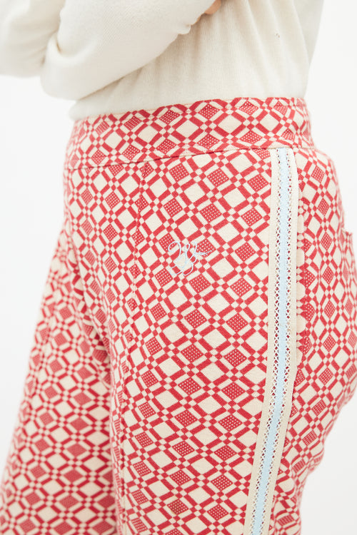 Wales Bonner Red & Cream Pattern Track Pant