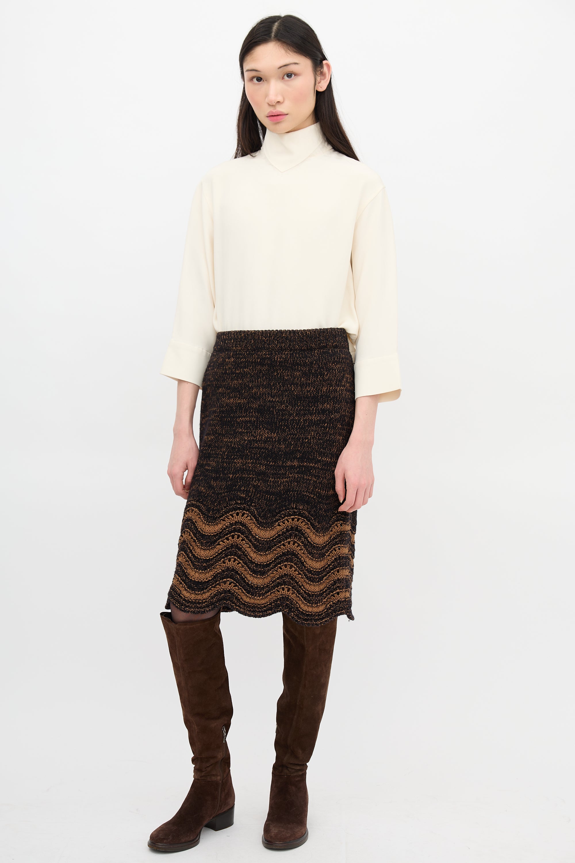 Wales Bonner Wool Knit Chord Skirt