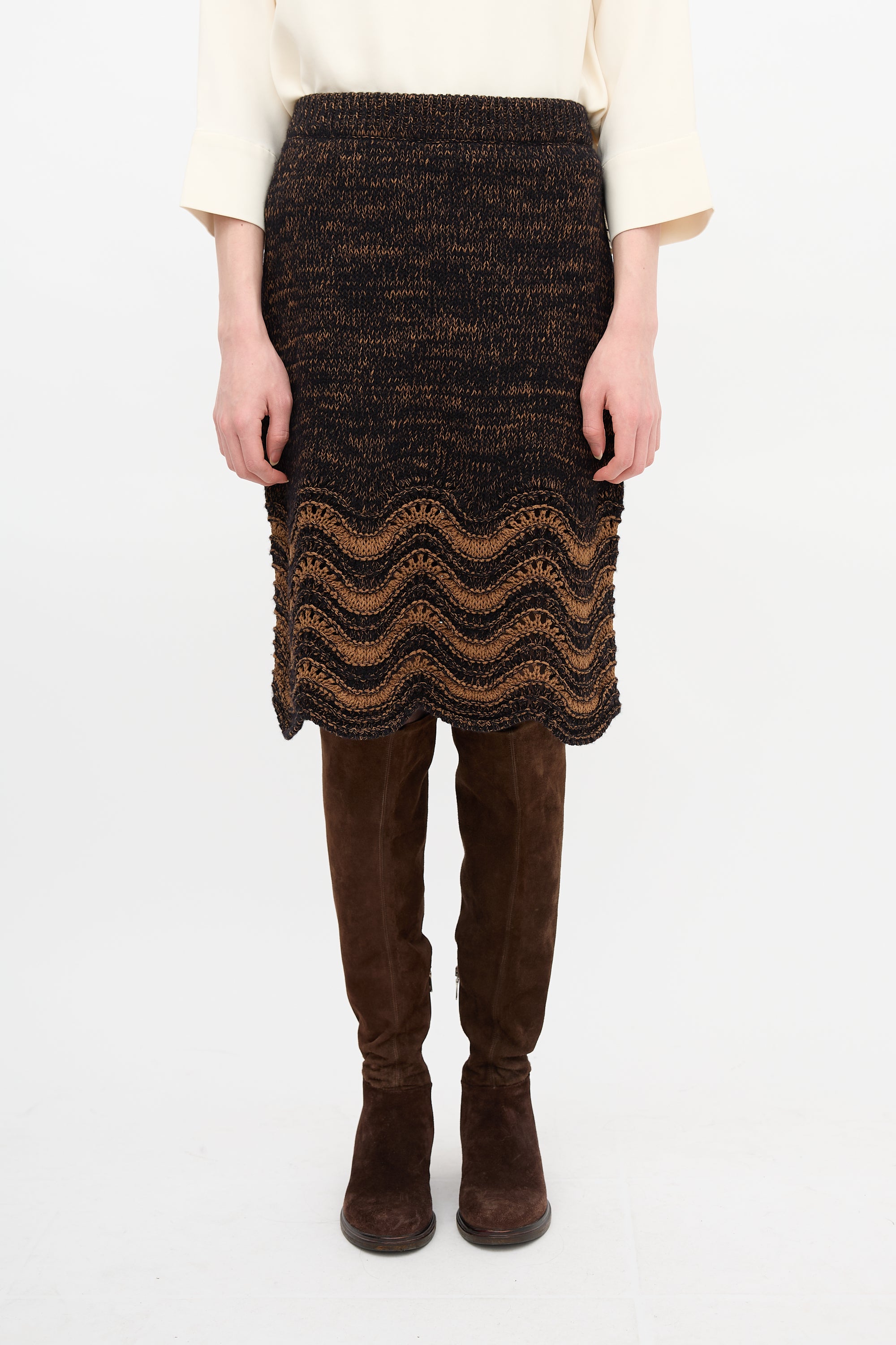 Wales Bonner Wool Knit Chord Skirt