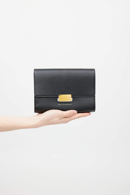 Want Les Essentiels Black & Gold Leather Bag