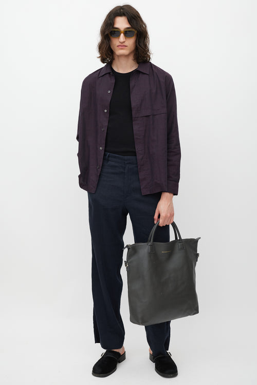 Want Les Essentiels Dark Grey Leather O'Hare Tote Bag