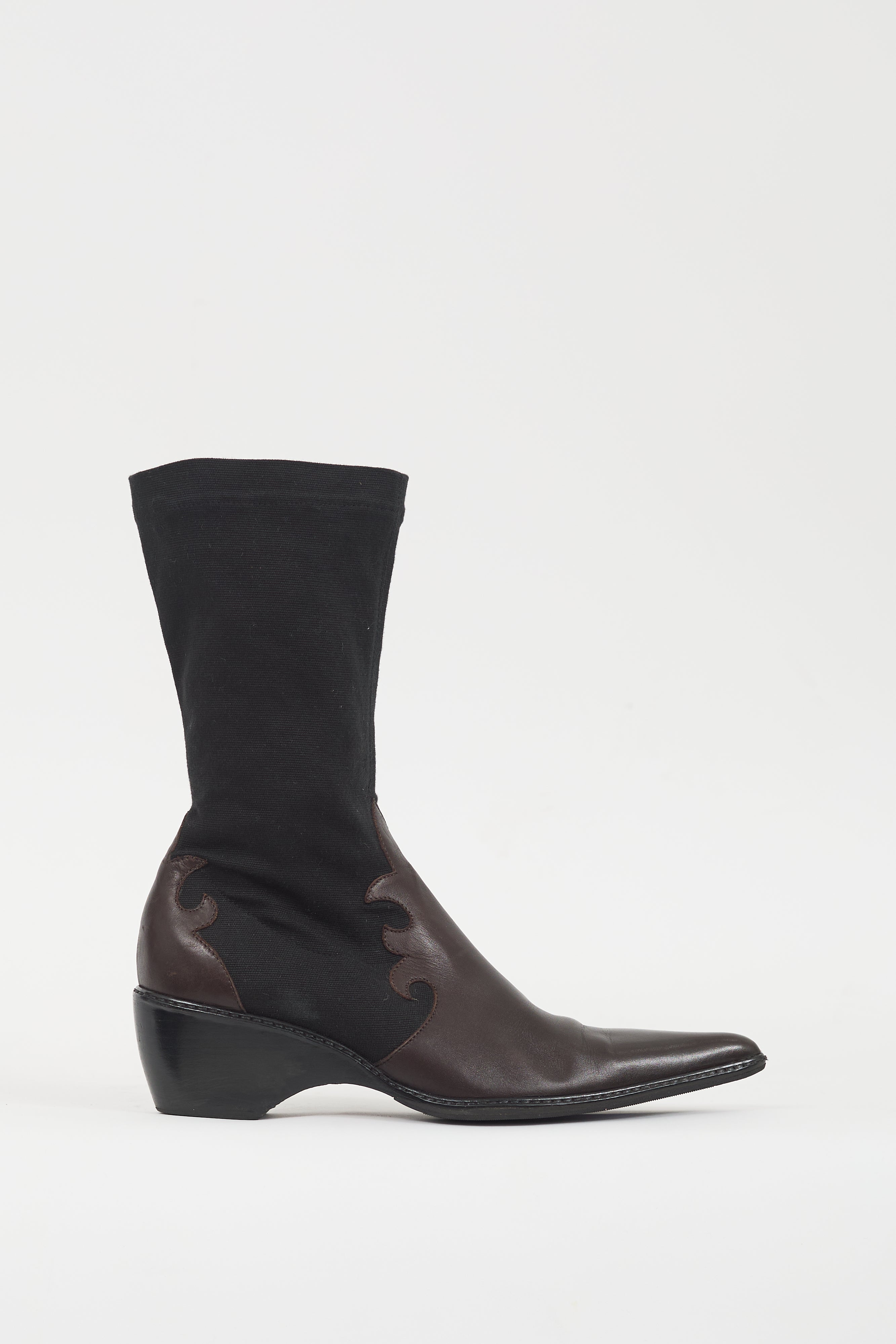 Walter Steiger Black & Brown Leather Western Boot