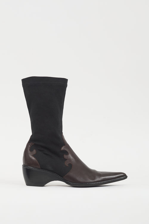 Walter Steiger Black & Brown Leather Western Boot