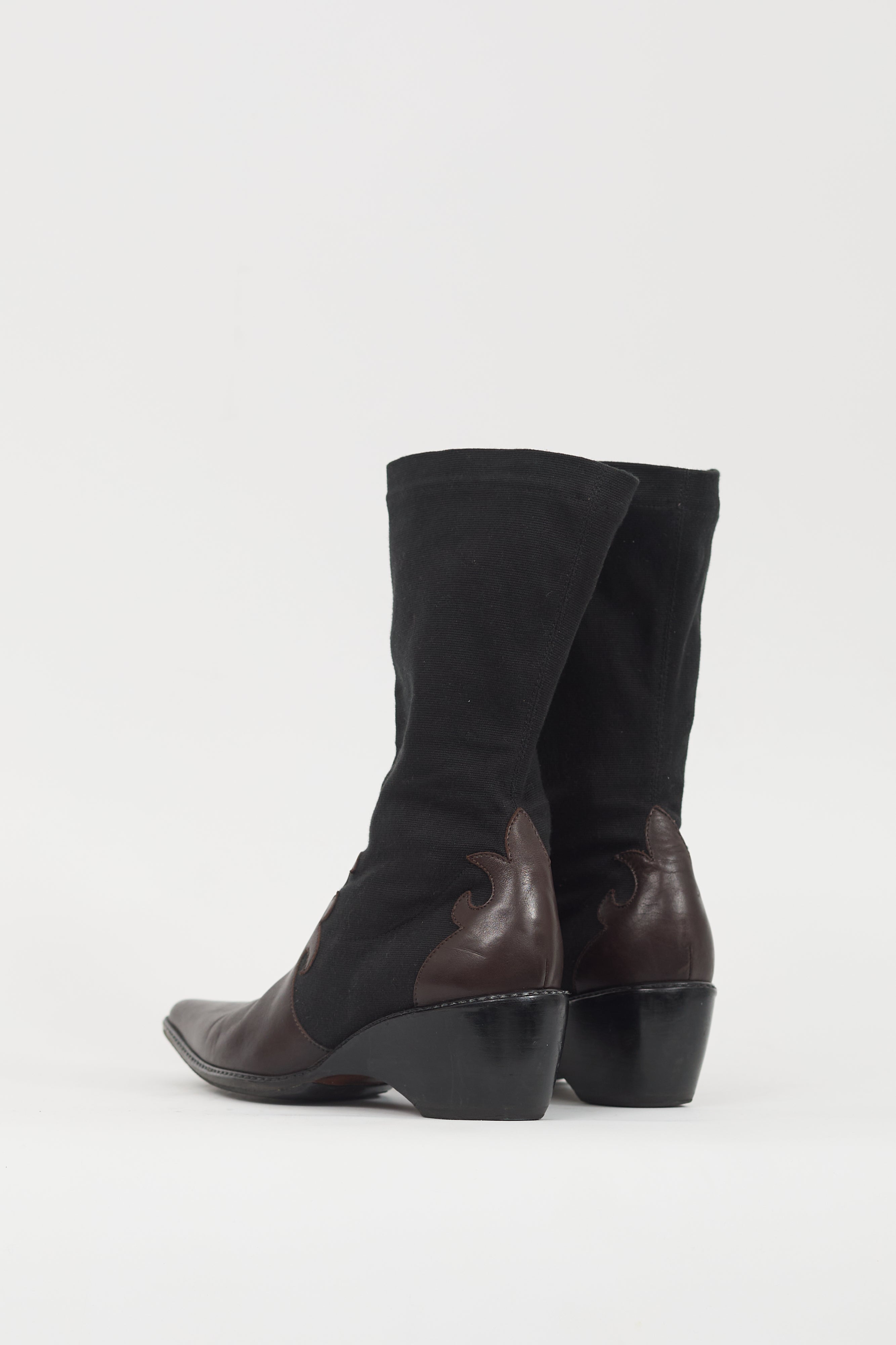 Walter Steiger Black & Brown Leather Western Boot