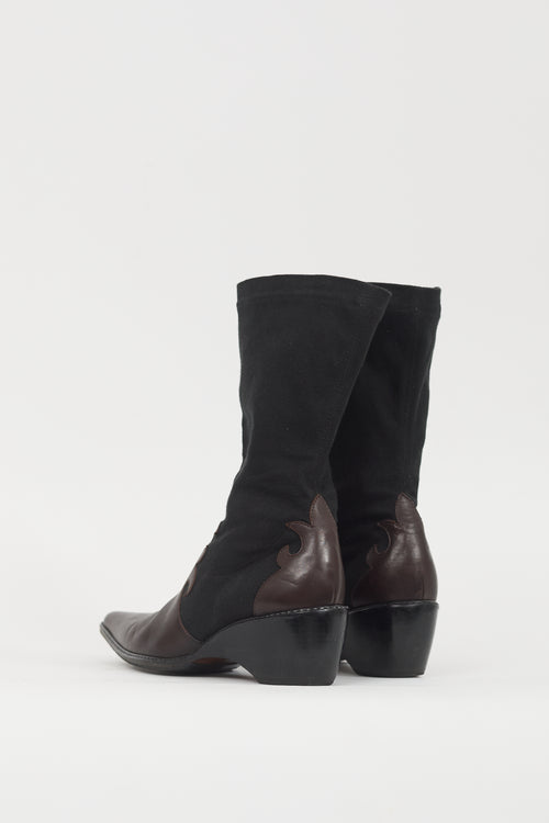 Walter Steiger Black & Brown Leather Western Boot