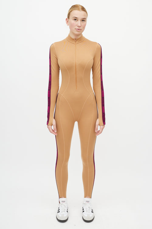 Wolford Beige & Purple Logo Jumpsuit