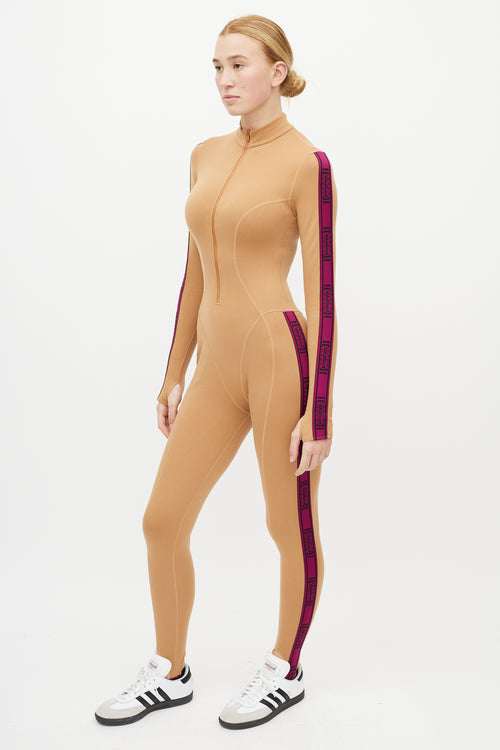 Wolford Beige & Purple Logo Jumpsuit