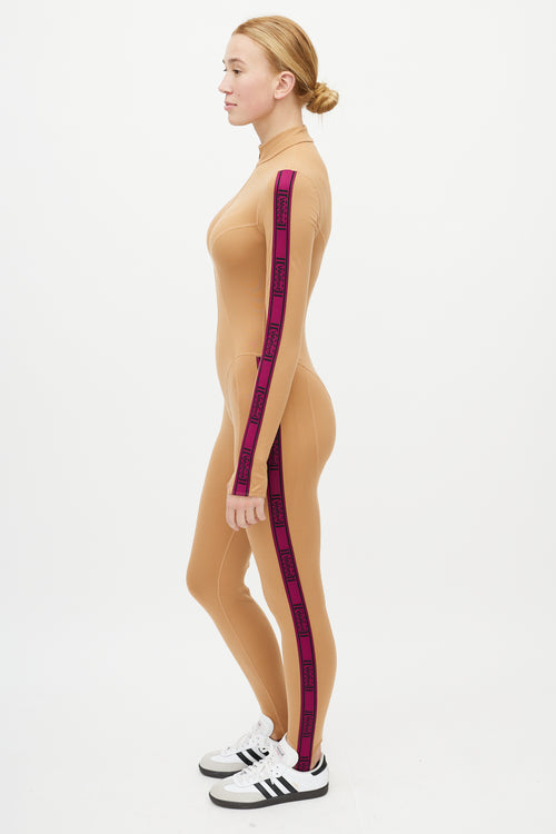 Wolford Beige & Purple Logo Jumpsuit