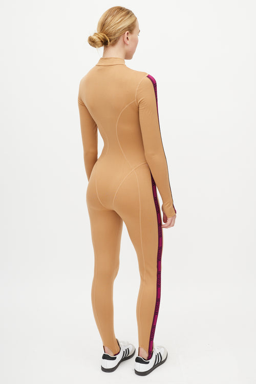 Wolford Beige & Purple Logo Jumpsuit