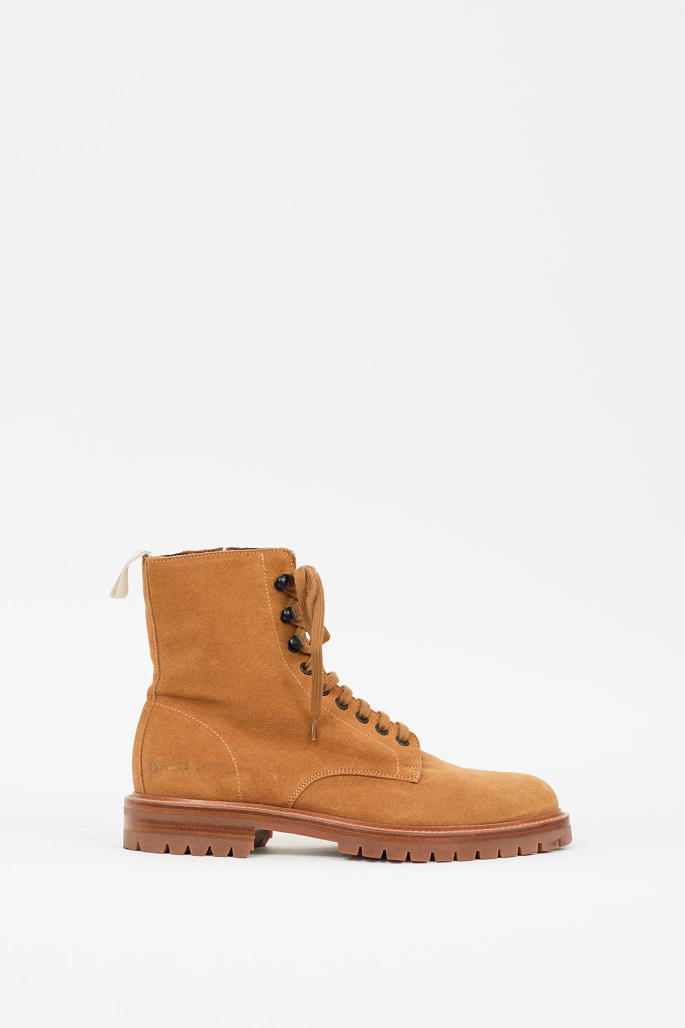 Woman by Common Projects Brown Suede Zip Combat Boot