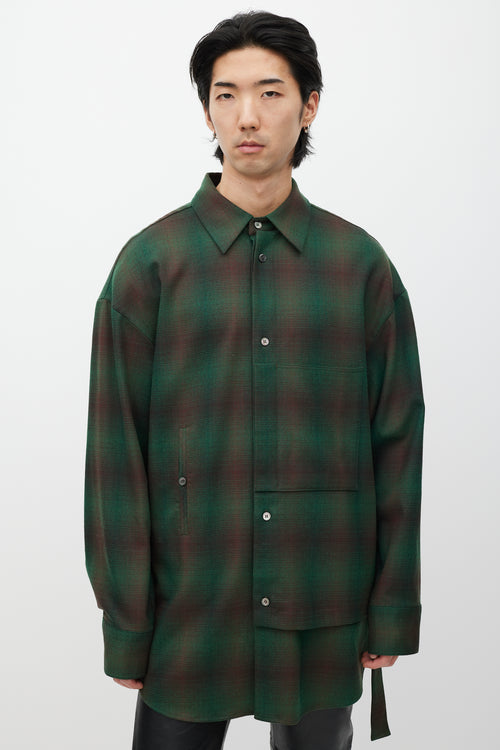 Wooyoungmi Green & Brown Wool Layered Plaid Shirt