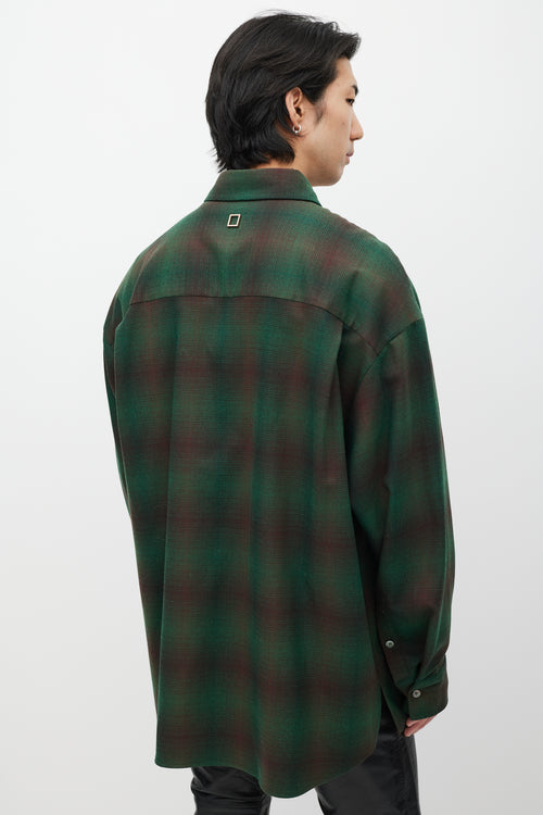 Wooyoungmi Green & Brown Wool Layered Plaid Shirt