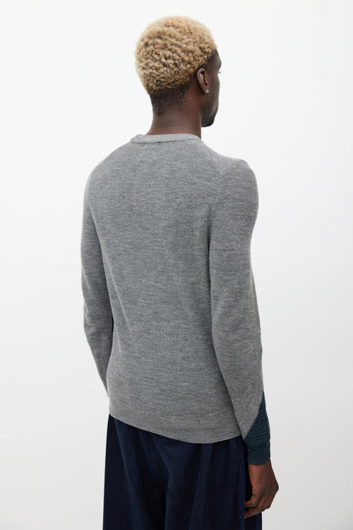 Wooyoungmi Grey & Navy Wool Knit Sweater