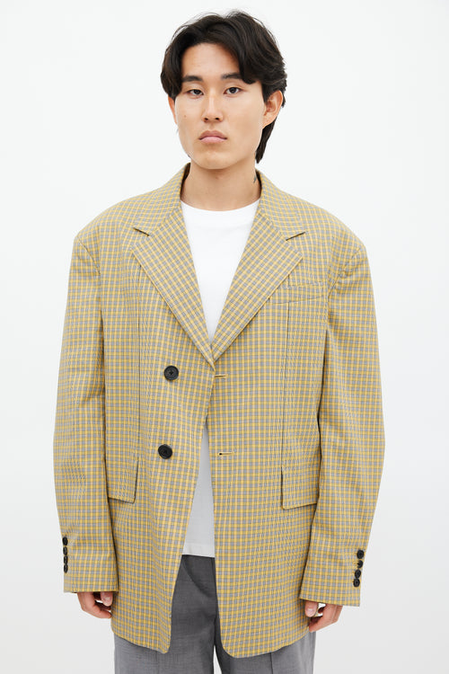 Wooyoungmi Yellow & Black Plaid Blazer