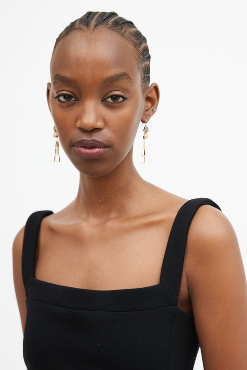 Wouters & Hendrix Gold & Stone Geometric Dangle Earrings